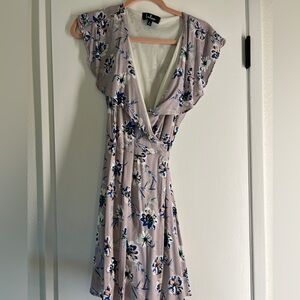 Purple Floral Lulus Wrap Dress- Size small
